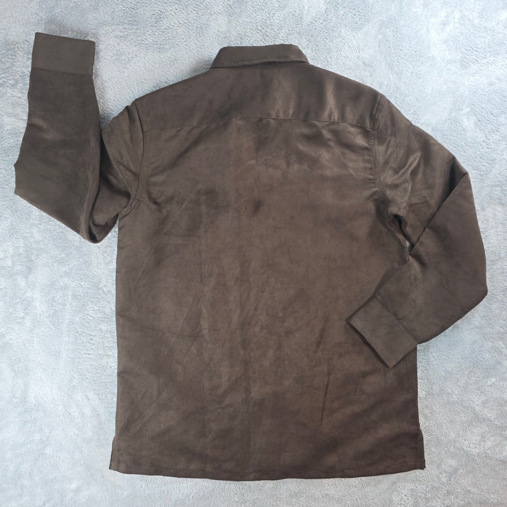 Banana Republic Men S Dark Oak Brown Vegan Suede Relaxed Shirt Jacket - Picture 13 of 13